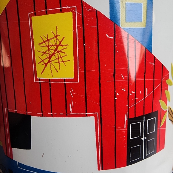 60s 70s VINTAGE Pennsylvania Dutch Lidded Candy Tin Canister Country Rural Farm - Picture 9 of 10